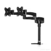 StarTech.com ARMDUAL soporte articulado para dos monitores, montaje en escritorio/pasacables, altura regulable, gestión de cables, 12-24 pulgadas, VESA 75x75/100x100, negro
