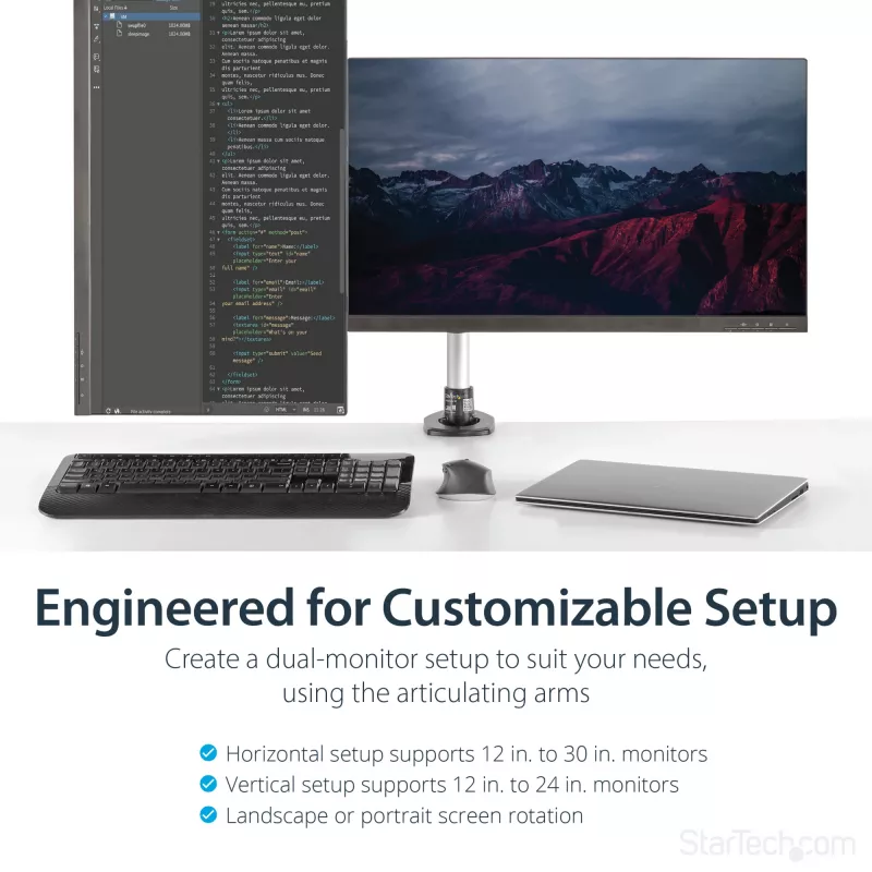 Brazo de sobremesa StarTech.com para doble monitor – totalmente articulado – premium