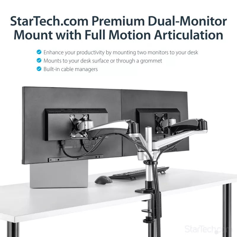 Brazo de sobremesa StarTech.com para doble monitor – totalmente articulado – premium