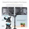 StarTech.com ARMDUALPIVOT soporte de escritorio para dos monitores, movimiento completo, para 2 monitores VESA de hasta 32 pulgadas (8 kg), brazos apilables verticalmente, altura regulable/giratorio, abrazadera/pasacables, negro