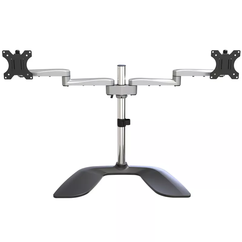 Base de sobremesa StarTech.com para doble monitor – soporte de escritorio ergonómico para pantallas VESA de hasta 32 inch – soporte universal de monitor de ordenador de pie, articulado – altura ajustable – plata