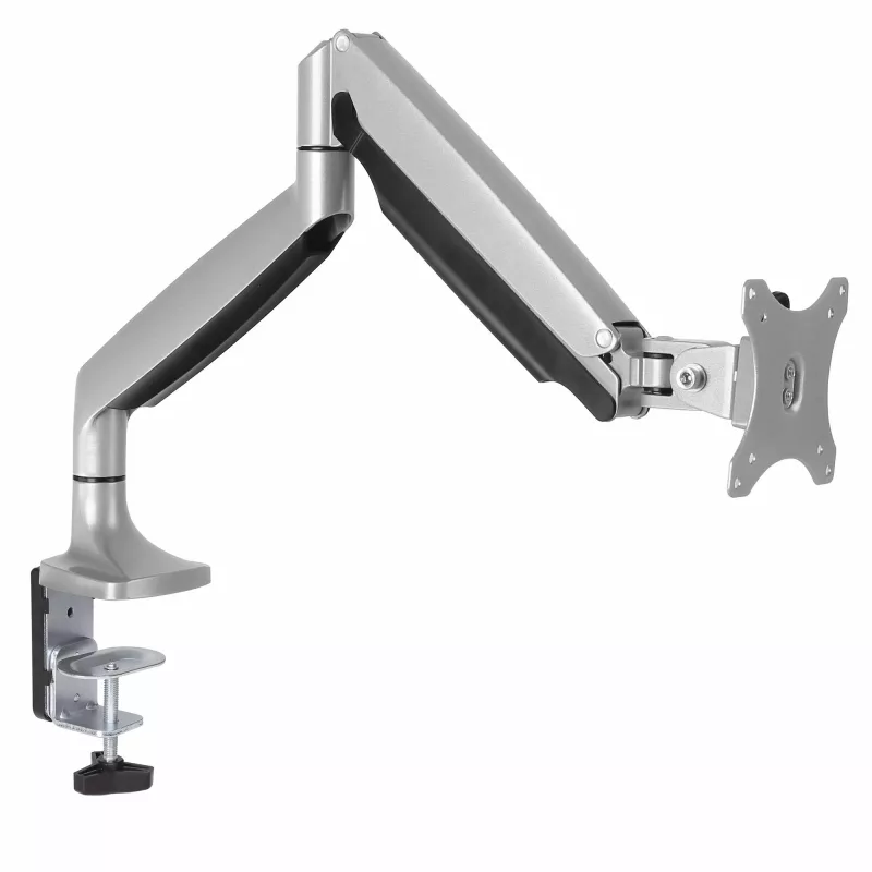 Soporte de monitor de sobremesa StarTech.com - soporte de monitor VESA ergonómico de alta capacidad - pantalla individual de 9 kg - totalmente articulado, altura ajustable, articulado - aluminio - abrazadera de mesa/pasacables de mesa - plata