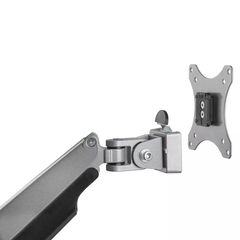 Soporte de monitor de sobremesa StarTech.com - soporte de monitor VESA ergonómico de alta capacidad - pantalla individual de 9 kg - totalmente articulado, altura ajustable, articulado - aluminio - abrazadera de mesa/pasacables de mesa - plata
