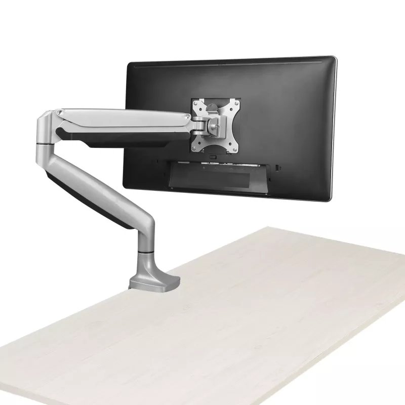 Soporte de monitor de sobremesa StarTech.com - soporte de monitor VESA ergonómico de alta capacidad - pantalla individual de 9 kg - totalmente articulado, altura ajustable, articulado - aluminio - abrazadera de mesa/pasacables de mesa - plata
