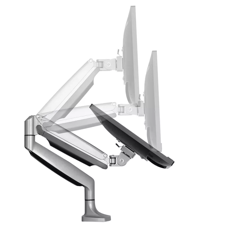 Soporte de monitor de sobremesa StarTech.com - soporte de monitor VESA ergonómico de alta capacidad - pantalla individual de 9 kg - totalmente articulado, altura ajustable, articulado - aluminio - abrazadera de mesa/pasacables de mesa - plata