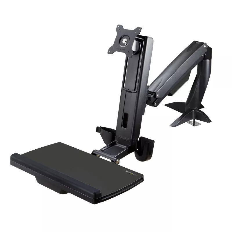Brazo de monitor de pie-sentado StarTech.com – brazo ajustable de estación de trabajo de pie-sentado montado en escritorio para pantalla individual con montaje VESA de 34