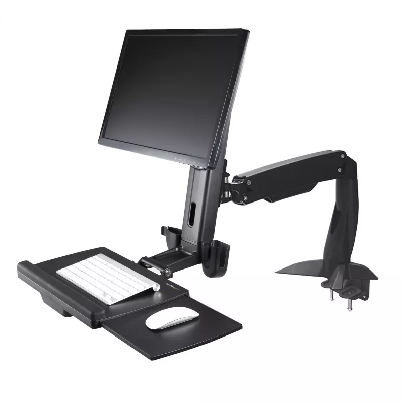 Brazo de monitor de pie-sentado StarTech.com – brazo ajustable de estación de trabajo de pie-sentado montado en escritorio para pantalla individual con montaje VESA de 34