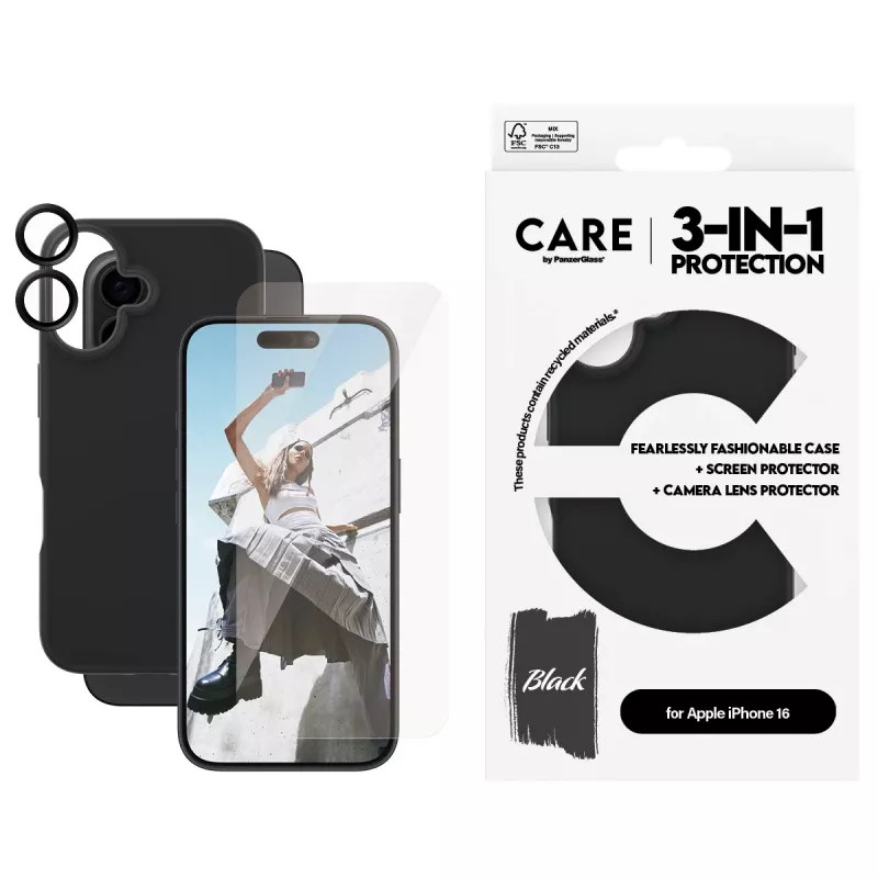Pack 3 en 1 Funda PanzerGlass CARE by Fashion iPhone 16