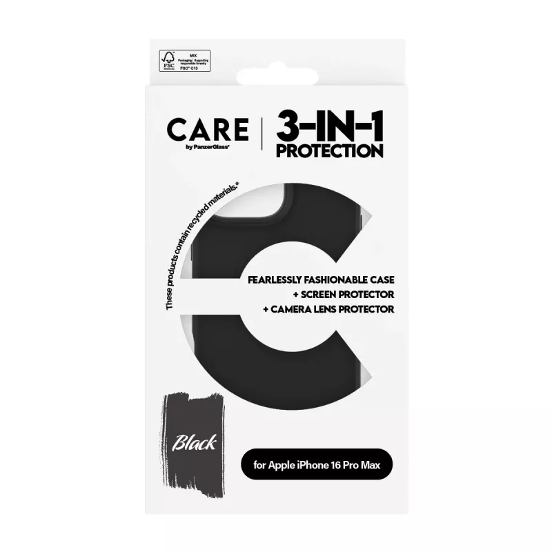 Pack 3 en 1 PanzerGlass CARE by Fashion iPhone 16 Pro Max