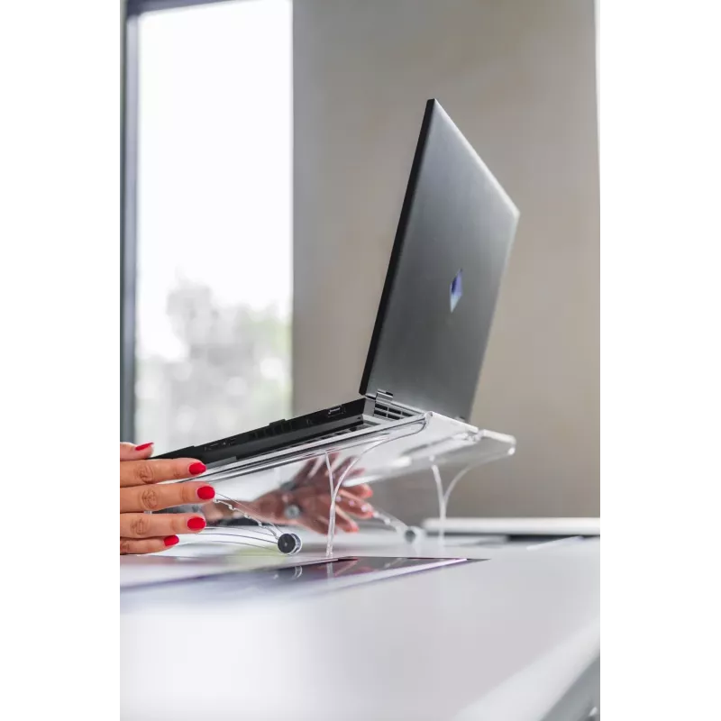 BakkerElkhuizen Q-note 350 soporte para notebook, soporte para portátil, transparente, plástico, acero, 25,4 cm (10