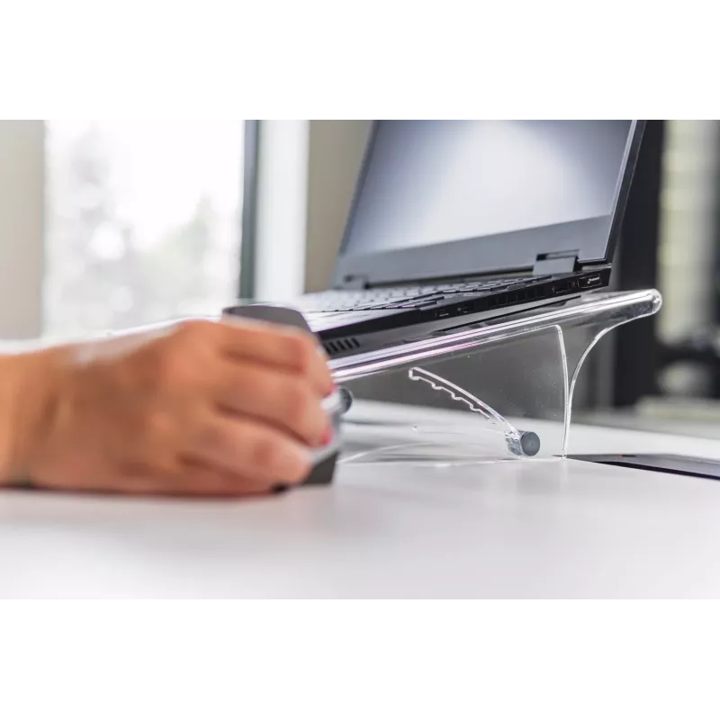 BakkerElkhuizen Q-note 350 soporte para notebook, soporte para portátil, transparente, plástico, acero, 25,4 cm (10