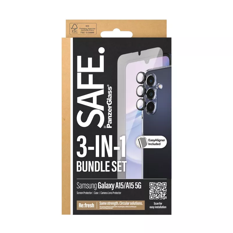 PanzerGlass SAFE. by ® pack de protección 3 en 1 Samsung Galaxy A15 | A15 5G