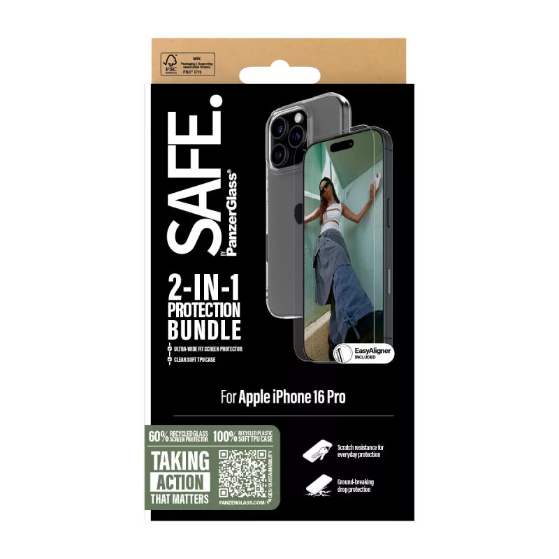 PanzerGlass SAFE. by pack de protección 2 en 1 iPhone '24 6,3 inch Pro