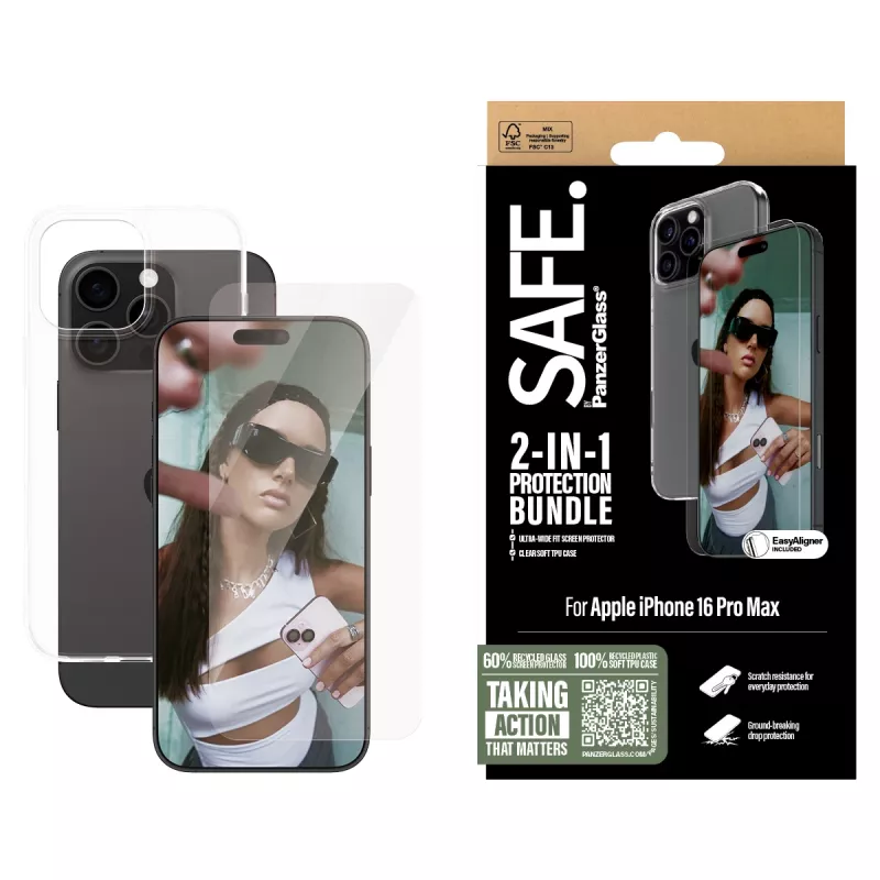 PanzerGlass SAFE. by ® pack de protección 2 en 1 iPhone 16 Pro Max