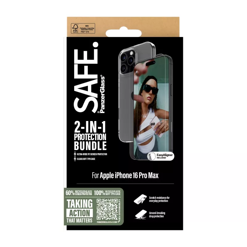 PanzerGlass SAFE. by ® pack de protección 2 en 1 iPhone 16 Pro Max