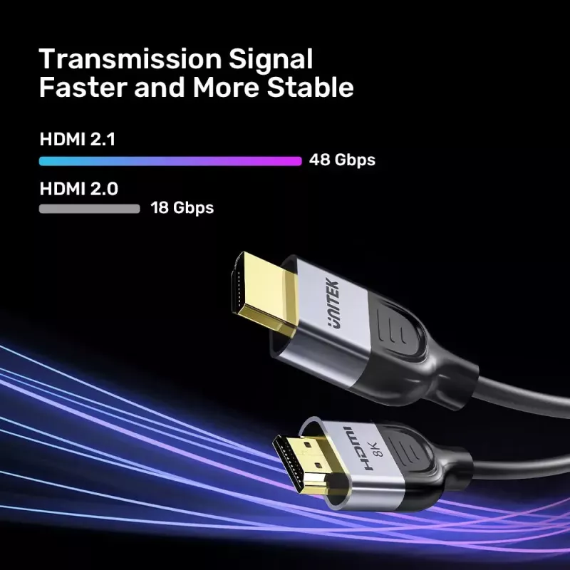Cable HDMI UNITEK C11086GY01-2M 2m 48 Gbit/s ARC negro gris