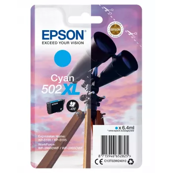 Epson pack individual cian 502XL tinta, rendimiento alto (XL), cian, 6,4 ml, 1 unidad, 470 páginas