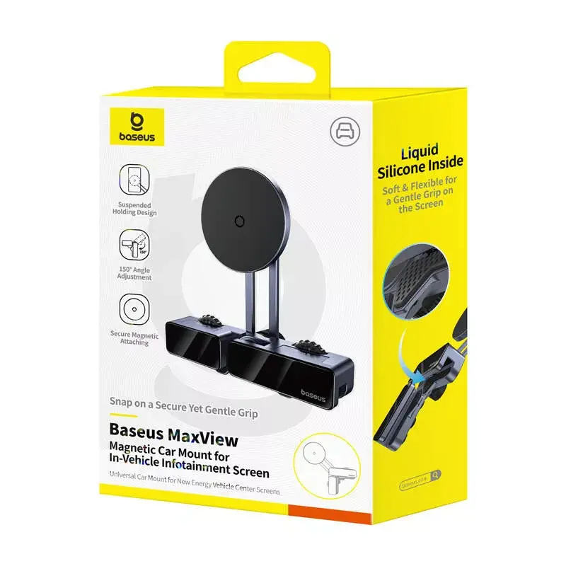 Soporte magnético de coche para pantalla Baseus MaxView gris para fijación de smartphone y tablet al salpicadero