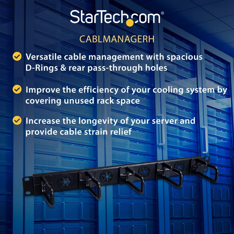 StarTech.com organizador de gestión de cables 1U 19