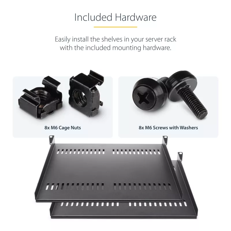 StarTech.com CABSHELF116V2PK pack de 2 bandejas rack 1U ventiladas, 16 pulgadas de profundidad