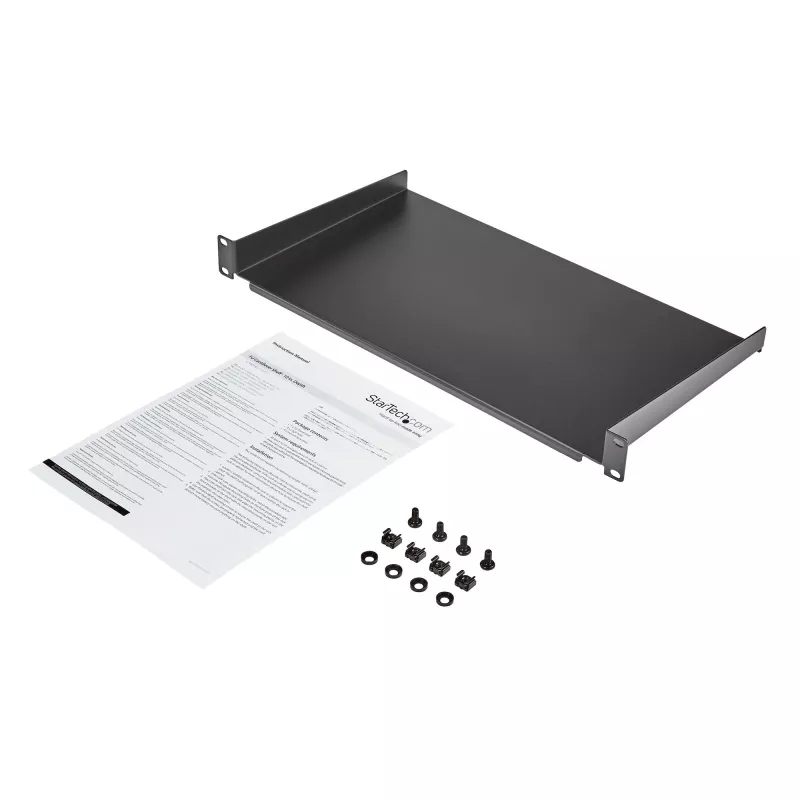 StarTech.com bandeja fija de montaje en rack de servidor 1U - bandeja universal de brazo en voladizo de 25,4 cm de profundidad de acero para rack de equipos AV/red de 19