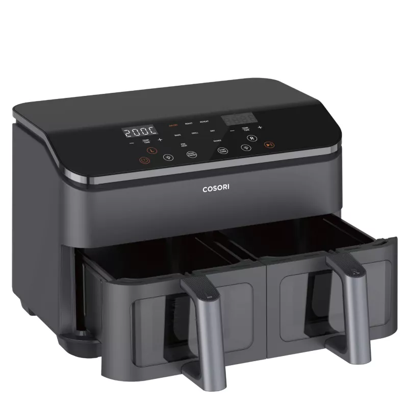 Cosori Dual Basket Chef Edition freidora de aire doble 8,5 L de sobremesa 1750 W negra, plata