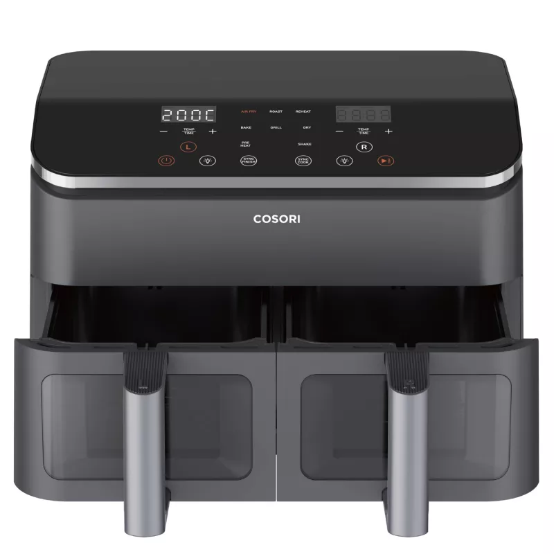 Cosori Dual Basket Chef Edition freidora de aire doble 8,5 L de sobremesa 1750 W negra, plata