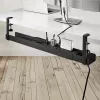 StarTech.com bandeja de gestión de cables bajo el escritorio, organizador de cables de longitud ajustable, montaje por fijación, sin necesidad de taladrar, soporte para regletas, negro