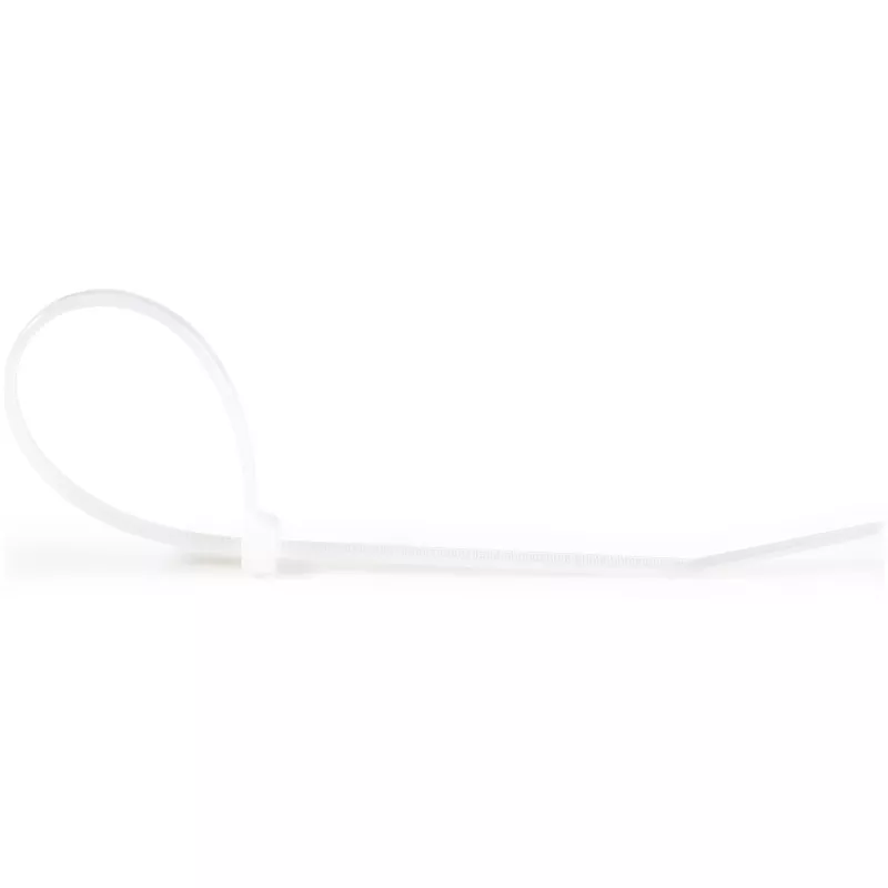 Bridas StarTech.com de 20 cm – 4 mm de ancho, diámetro de haz 55 mm, resistencia a la tracción 22 kg, bridas de nailon autoblocantes con punta curvada – 94V-2/UL listado, pack de 100 – blanco