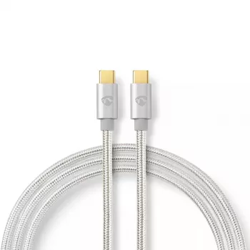 Cable USB Nedis CCTB60800AL20 USB 2.0 2 m USB C plateado