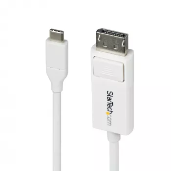 Cable StarTech.com de 6ft (2m) USB-C a DisplayPort 1.2, bidireccional, 4K 60Hz, blanco, cable adaptador de vídeo para Apple MacBook Pro / Air M1 M2 M3 M4, Mac Mini / Studio, compatible con Thunderbolt