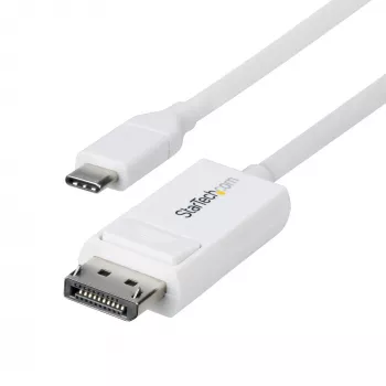 Cable StarTech.com de 6ft (2m) USB-C a DisplayPort 1.2, bidireccional, 4K 60Hz, blanco, cable adaptador de vídeo para Apple MacBook Pro / Air M1 M2 M3 M4, Mac Mini / Studio, compatible con Thunderbolt