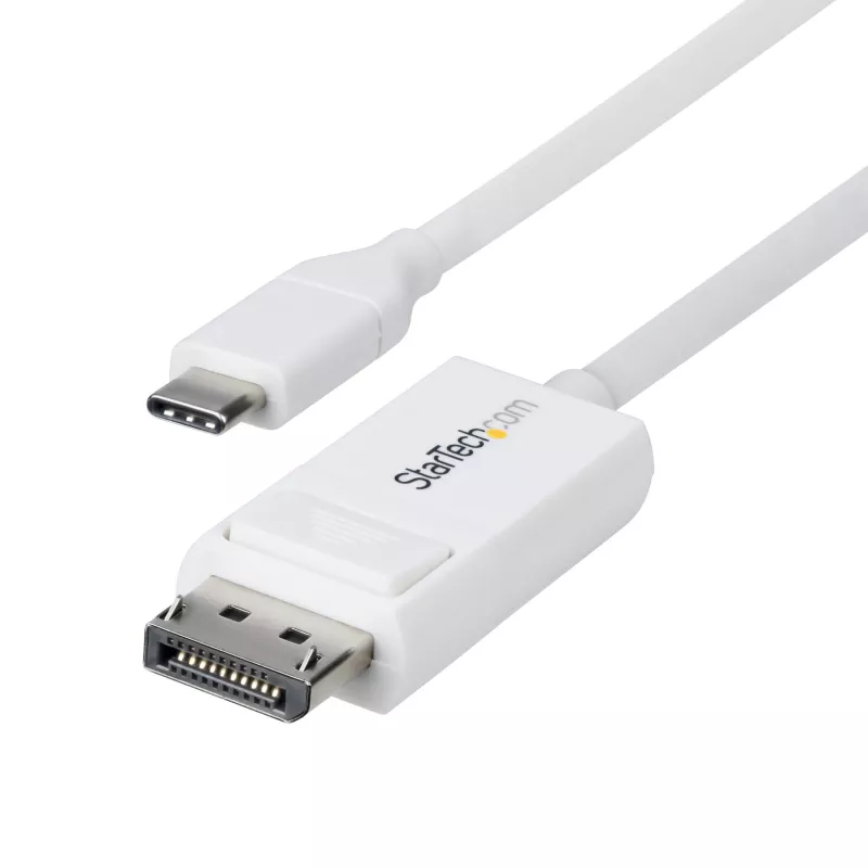 Cable StarTech.com de 6ft (2m) USB-C a DisplayPort 1.2, bidireccional, 4K 60Hz, blanco, cable adaptador de vídeo para Apple MacBook Pro / Air M1 M2 M3 M4, Mac Mini / Studio, compatible con Thunderbolt