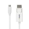 Cable StarTech.com de 6ft (2m) USB-C a DisplayPort 1.2, bidireccional, 4K 60Hz, blanco, cable adaptador de vídeo para Apple MacBook Pro / Air M1 M2 M3 M4, Mac Mini / Studio, compatible con Thunderbolt