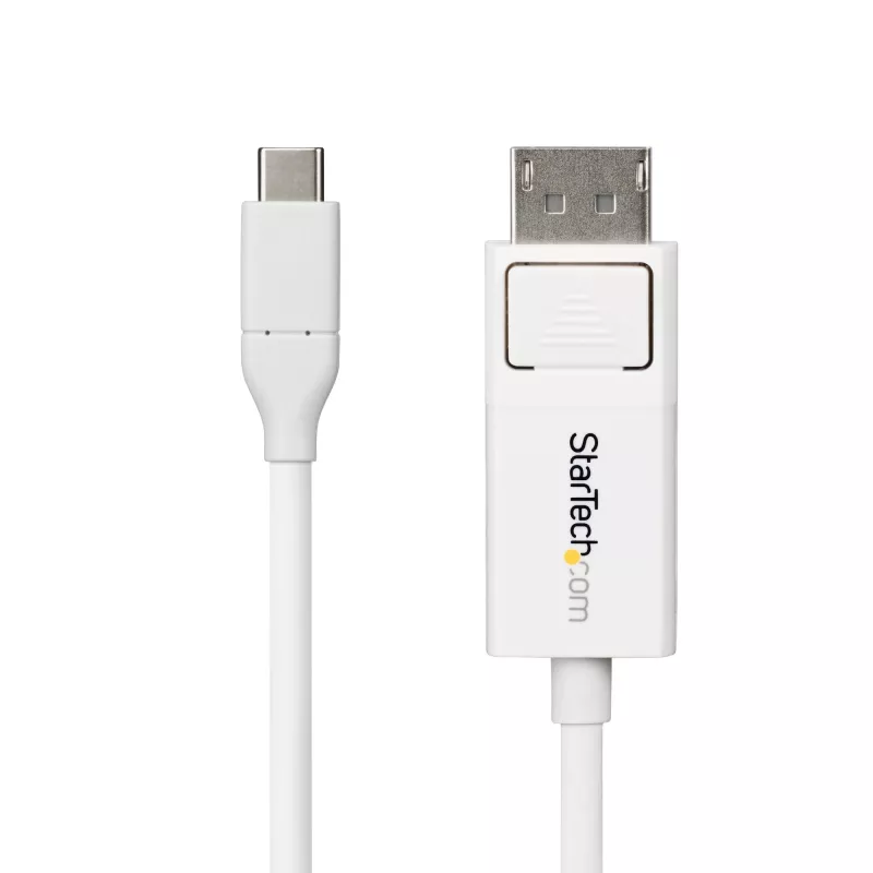 Cable StarTech.com de 6ft (2m) USB-C a DisplayPort 1.2, bidireccional, 4K 60Hz, blanco, cable adaptador de vídeo para Apple MacBook Pro / Air M1 M2 M3 M4, Mac Mini / Studio, compatible con Thunderbolt