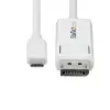 Cable StarTech.com de 6ft (2m) USB-C a DisplayPort 1.2, bidireccional, 4K 60Hz, blanco, cable adaptador de vídeo para Apple MacBook Pro / Air M1 M2 M3 M4, Mac Mini / Studio, compatible con Thunderbolt