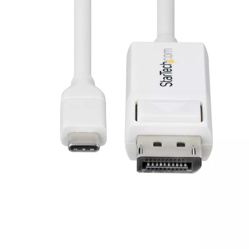 Cable StarTech.com de 6ft (2m) USB-C a DisplayPort 1.2, bidireccional, 4K 60Hz, blanco, cable adaptador de vídeo para Apple MacBook Pro / Air M1 M2 M3 M4, Mac Mini / Studio, compatible con Thunderbolt