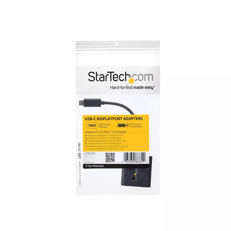 Adaptador StarTech.com USB-C a DVI – negro – 1920x1200 – convertidor de vídeo USB Type-C para su pantalla/monitor/proyector DVI-D – la versión actualizada es CDP2DVIEC