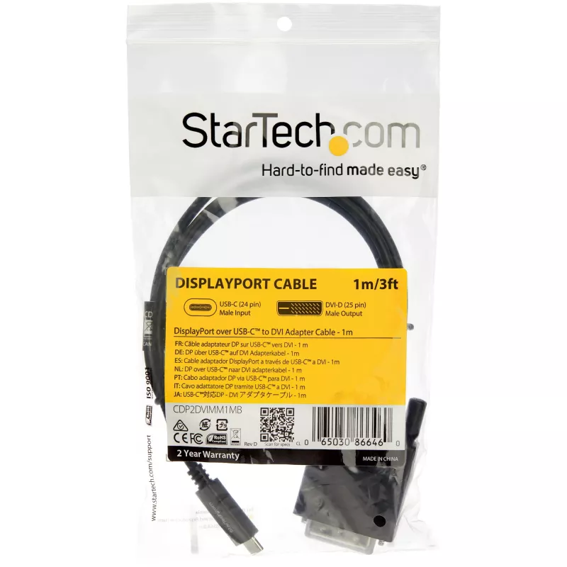 Cable StarTech.com de 1 m USB-C a DVI – 1920 x 1200 – negro