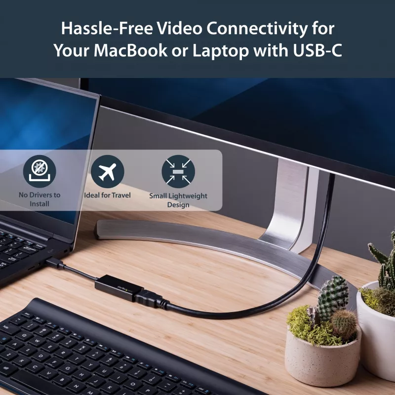Adaptador StarTech.com USB-C a HDMI con 4K 30Hz - negro, 3.2 Gen 2 (3.1 Gen 2), USB Type-C, salida HDMI, 3840 x 2160 píxeles