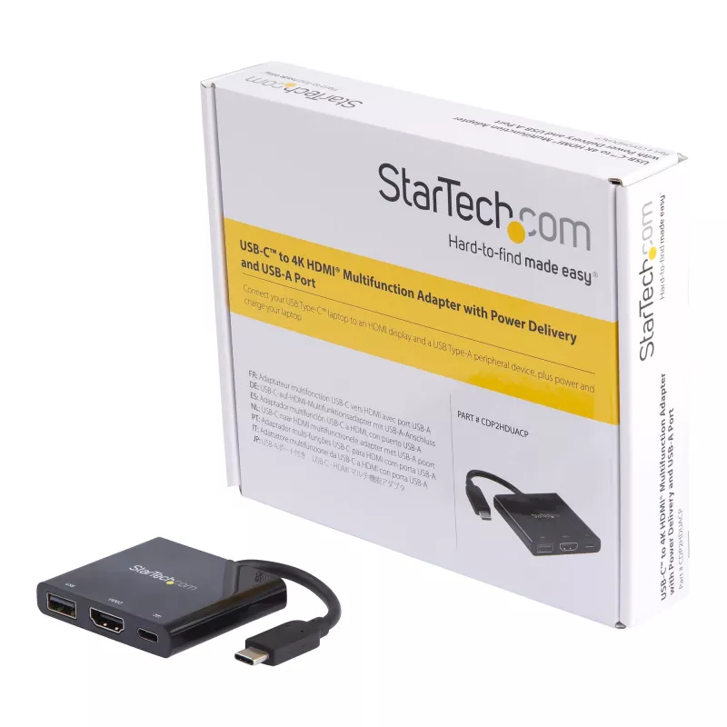 Adaptador multipuerto StarTech.com USB-C con HDMI – puerto USB 3.0 – 60W PD – negro