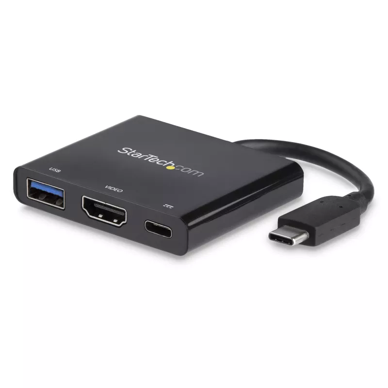Adaptador multipuerto StarTech.com USB-C con HDMI – puerto USB 3.0 – 60W PD – negro
