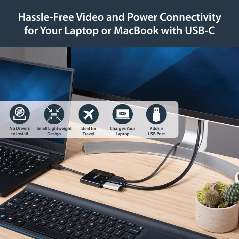 Adaptador multipuerto StarTech.com USB-C con HDMI – puerto USB 3.0 – 60W PD – negro
