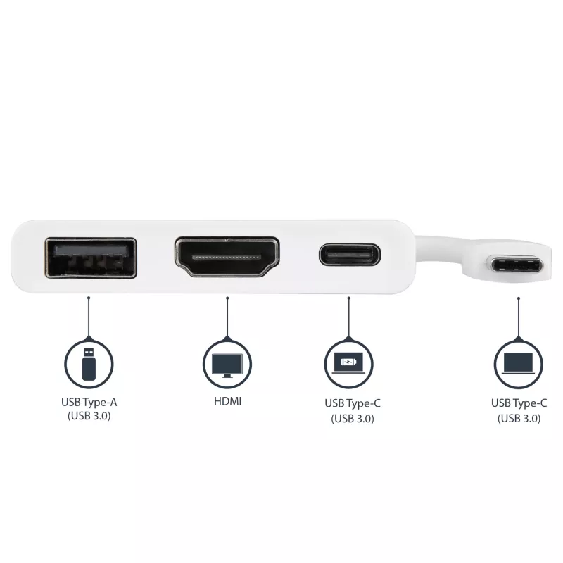 Adaptador multipuerto StarTech.com USB-C con HDMI – conector USB 3.0 – 60 W PD – blanco