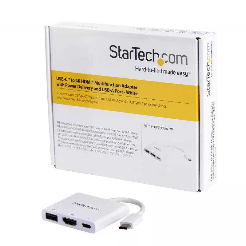 Adaptador multipuerto StarTech.com USB-C con HDMI – conector USB 3.0 – 60 W PD – blanco
