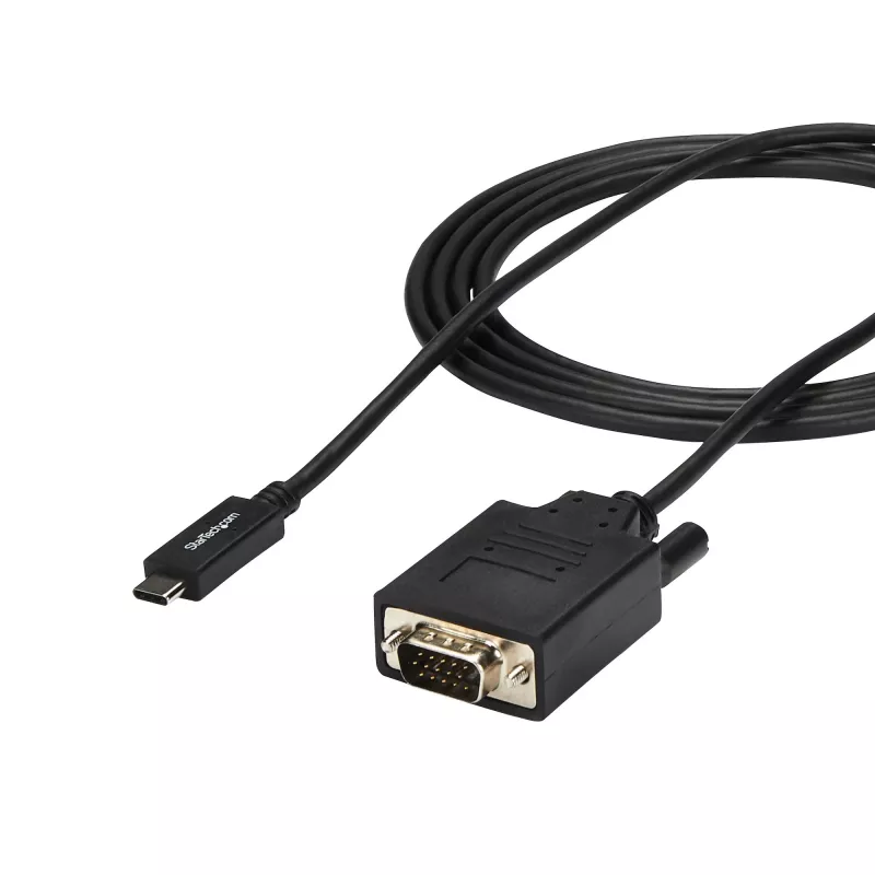 Cable StarTech.com de 1,8 m USB-C a VGA – 1920 x 1200/1080p cable adaptador de vídeo activo USB Type-C a VGA – compatible con Thunderbolt 3 – portátil a monitor/proyector VGA – DP Alt Mode HBR2