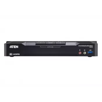 ATEN conmutador KVM Mini-Matrix Boundless de 2 puertos 4K DisplayPort con doble pantalla