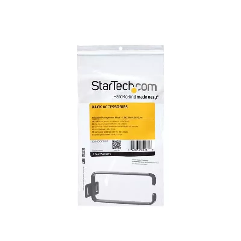StarTech.com gancho en D de gestión de cables vertical para rack de servidor 1U – 4,5 x 10 cm (1,8 x 3,9