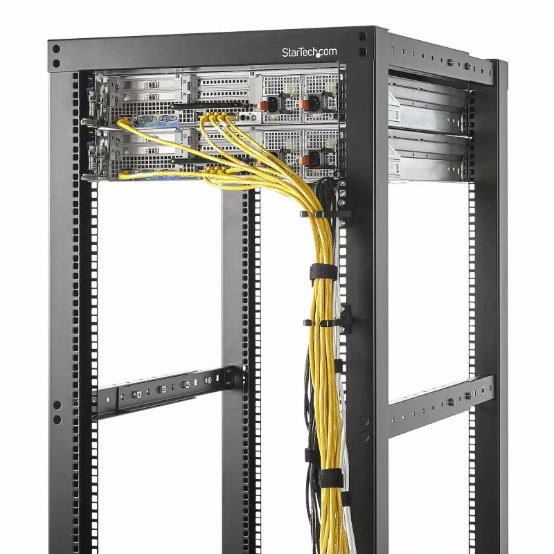 StarTech.com pack de 5 ganchos en D de guía de cables verticales 1U, organizador de cables para racks/armarios de servidores de 19