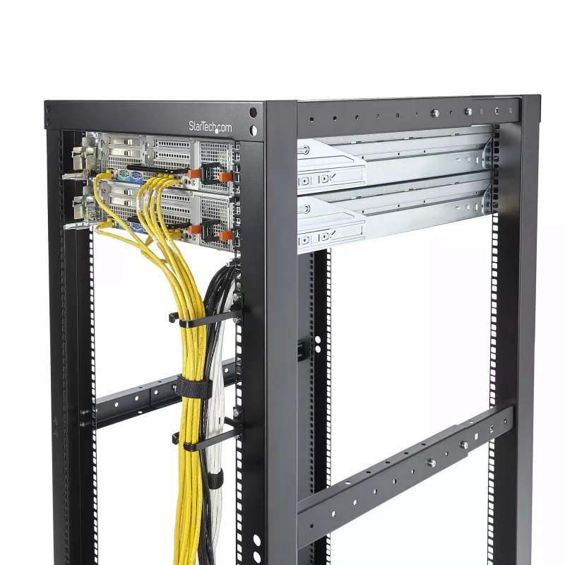 StarTech.com pack de 5 ganchos en D de guía de cables verticales 1U, organizador de cables para racks/armarios de servidores de 19